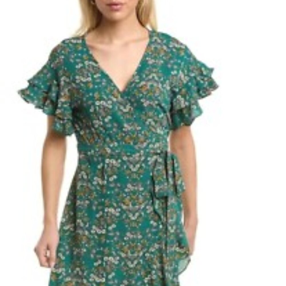 NWT Max Studio Midi green floral wrap dress - Picture 9 of 9